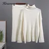 Tvådelad klänning Hirsionsan Elegant Sticked Set Women Casual Pieces Turtle Neck Sweater and Midi kjol Kvinnliga varma kostymer med 220906