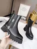 Women's Designer Boots High Quality Luxury Leather Shiny Regenerated Nylon Mid Boots runway walking martin knight boot chunky heeled casual sneakers flats