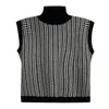 Kadın Yelekler Koreli Knited Houndstooth Sleeveless Sweating Deling Swoman Büyük Boy Yelek Üst Salepleri Jumper Sweaters Kadın