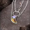 Pendant Necklaces New Symphony Crystal Moon Mtilayer Necklace For Women Sier Friends Family Party Jewelry Gift With Cards Drop Delive Dh3Do