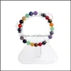 Brins de perles 7 Chakra Reiki Transbordement Pierre Naturelle Guardianyoga Améthyste Agate Oeil de Tigre Vert Or Noir Onyx Cristal D'été Dh40C