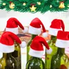 Decorazioni natalizie 30pcs Mini Cappello Stoviglie Coltello Forchetta Portaoggetti Borse Merry Party Dinner Bottiglia di vino Cappelli di Natale