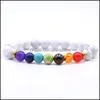 Brins de perles 7 Chakra Planet Bracelet de perles de pierres précieuses Hommes Mme Fusion Bracelet de diffusion d'huile de roche Perles de yoga Élastique Réglable Couleur D Dhnoi