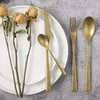 Conjuntos de utensílios de jantar 16 PCs/Conjunto Golden fazendo talheres antigos Tabela de mesa de mesa de mesa de aço inoxidável