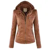 Giacche da donna Felpe con cappuccio da donna in ecopelle gotica Autunno inverno Moto Capispalla nera PU Cappotto basic 220907