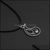 Pendentif Colliers Nouvelle Mode Vintage Couture Yin Et Yang Pendentif Collier Couple En Cuir Corde Chaîne Colliers Noir Blanc Meilleur Fr Dhfr0