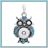 Pendentif Colliers Sier Couleur Snap Bouton Bijoux Hibou Strass Pendentif Fit 12Mm Snaps Boutons Collier Pour Femmes Hommes Non Dhseller2010 Dhl0N