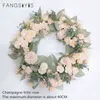 Decorative Flowers Wreaths 40CM Rose simulated garland Rattan ring decoration Photography props Wedding wreath Flower home door Decoration T220905