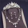 Set di gioielli da sposa Set di orecchini da sposa in cristallo con fiore d'argento vintage per le donne