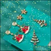 Dangle Chandelier Christmas Earrings Holiday Ornaments Set Gifts For Female Girls Thanksgiving Snowman Snowflakes Deer Santa Claus Dhzfy