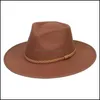 Stingy Brim Hats Men Women Top Hat Fedoras Bk Felt Fedora Hats Jazz Panama Woman Wide Brim Cap Female Male Caps 2021 Autumn Winter Wh Dhesw