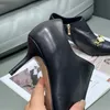 Nowe buty jesienne i zimowe na wysokim obcasie skórzane szwy metalowy klamra retro klasyczne buty kostki Rozmiar 34-39