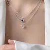 Ketten Bunte Herzen Halskette Frau Schlüsselbein Braut Halsketten Kette Anhänger Mädchen Schmuck Silber Farbe Trendy Kpop Metall Collares