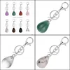 تصميمات المفاتيح تصميم مفتاح Waterdrop Natural Crystal Quartz Stone Keyring Keains for زوجين صديقات الهدايا DIY مجوهرات إسقاط تسليم dhbiy