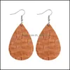 Dangle Chandelier Colorf Weave Pattern Lattice Pu Leather Dangle Earring For Women Double Side Bohemian Sier Plating Hook Jewelry Dr Dhdh6