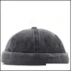 Beanie/Skull Caps Mens Skl Cap Beanie Winter Retro Hat Beanies Man Brimless Baggy Melon Hats Fashion Hip Hop Street Caps for Men 3Col Dhjhz