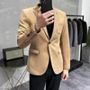 Men's Suits Yellow Suede Mens Blazers For Wedding Party Retro Elegant Leather Prom Gentleman Smoking Jackets Fashion Slim Fit