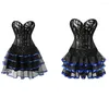 Bustiers Corsetset Women Sexy Hollow Out Lace e Burlesque Ballet Skirt Clubwear Party Corset para plus size