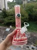 Diseño único 8.5 pulgadas Cachimbas de vidrio Rosa Agua Bong Tubos Aceite Dab Rigs Reciclador para fumar con junta hembra de 18 mm