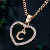 Pendant Necklaces Capital Heart Necklace For Women Girls Charm Personality 26 Letter Cz Love Pendant A-Z Alphabet Necklac Carshop2006 Dhjaq