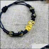 Link Chain Unisex Obsidian Stone Chain Bracelet Rope Wristband Gold Animal Wealth Health Rich Good Luck Beads Bracelets For Women Me Dh3Fj