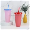 Tazze riutilizzabili Magic Pp Cup 710Ml Plastica che cambia colore Colourf Candy Colors Bicchieri con coperchio e St 989 Z2 Drop Delivery 2 Dhs0Y