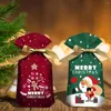 Christmas Decorations 10pcs Santa Claus Merry 2022 Candy Bag Snowflake Crisp Drawstring For Home Year 2023 Noel Present