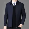 Jaquetas masculinas marca jaqueta de negócios casual casacos turn down colarinho zíper simples meia idade homens idosos pai roupas escritório outerwear homens 220907