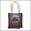 Gift Wrap Gift Wrap Pumpkin Canvas Bag Halloween Printing Single Shoder Hand Carry High Capacity Environment Protection Shop Bags Lit Dhjn6