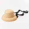 Casquettes Chapeaux Enfants tricotés à la main en raphia rétro chapeaux de soleil à dessus plat filles et garçons été voyage crème solaire vacances chapeau de paille avec laçage S1161 220907