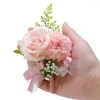 Dekorative Blumen Rose Blume Armbänder Handgelenk Corsage Boutonniere handgemachte Braut Armband Hochzeit Armreifen für Partydekorationen