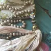 Pendentif Colliers NM15508 Shabby Boho Glam Chic Long Sari Soie Gland Verre Cristal Collier Style Romantique Accessoires Polyvalents