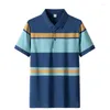 Polo da uomo Estate T-shirt a maniche corte da uomo di alta qualità Camicia a righe con risvolto da lavoro stile esplosione in cotone 95%