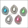 Diğer Snap Button Jewelry Bileşeni Rhinestone Waterdrop 18mm Metal Çıtçıt Düğmeleri Uygun Bilezik Bileklik Noosa N010 Drop de DHseller2010 DHGZ3