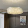 Lustres En Cristal Modernes Luminaires LED Lustre Rond Brillant Américain Luxueux Lampes Suspendues Foyer Salon Chambre Maison Éclairage Intérieur