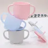 Tasses Vaisselle Ustensiles Sans BPA Boire Comestible Pédiatrique Étanche Portable Pudding Lait Eau Pliable Silicone Couvercles Formation Bébé Tasse 220907