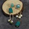 Natural Green Peruvian Amazonite Faseted Tube White Pearl Dangle CZ Pave Studs For Women Classic Gifts2904779