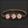 Catena a maglie Fatte a mano Fiori secchi Perle di vetro Bracciale Stile estivo Palla intrecciata Braccialetti di fiori fortunati per gioielli da donna Goccia D Dhvnf