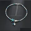 Anklets Europe And The United States Retro Anklet Sier Conch Starfish Beads Female Beach Sea Hawaii Summer Jewelry Drop Delivery 2021 Dh45Y