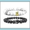 Beaded Strands 2 Sets Of Combinations To Adjust The Calm Lava Rock Fragrance Bracelet - Meditation Healing Natural Esse Dhseller2010 Dh0Vv