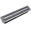 Datorkablar 19 tum 1U sk￥pstativ genomg￥ng 24 Port Cat6 Patch Panel RJ45 Kabeladapter Keystone Jack Modular Frame