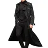 Herren-Trenchmäntel, Herren-Mantel, Vintage-Lang-Trenchcoat, Herren-Zweireiher-Jackenmäntel, Herren-Business-Schwarz, lang, fester Windschutzmantel, Oberbekleidung 220907