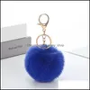 Porte-clés Belle Porte-clés Femmes Pom Poms Faux Rex Fourrure De Lapin 8Cm Boule Porte-clés Fille Sac Accrocher Anneau De Voiture Pendentif Goutte D Dhseller2010 Dhflm