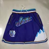 Shorts de basket-ball d'équipe Just Don Retro Snow Mountain City Version Bck Wear Sport Pant avec Pocket Zipper Sweatpants Hip Pop