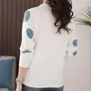 Женские свитера Tuangbiang Dots осень зимняя ретро -пуллеры макет шеи женщина с длинным рукавом белая вязаная футболка Слим эластичный стильный джемпер 220906