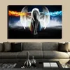 Cavans Painting Anime Angel Girl Wings Ice and Fire Posters and Prints Wall Art Picture for Living Room Home Decoration Cuadros