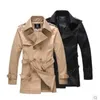 Abrigos de zanjas para hombres Chaqueta cortavientos para hombres Vintage Negro Caqui Primavera Otoño Negocios Trench Masculino Doble Pecho Retro Clásico Abrigo largo Hombres 220907