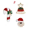 3pcs Yeni Yıl Noel Broşı Kadınlar Moda Snowman Noel Baba Ağacı Geyik Şapk Rhinestone Emaye Sevimli Takı Çocuk Hediyeleri