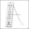 Bookmark Stainless Steel Metal Leaf Pendant Bookmark Student Teacher Lettering Gift Reading Learning Supplies Teachers Day Drop Deliv Dhnhu