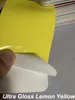 Premium Ultra Gloss Lime Yellow Vinyl Wrap Sticker Hela blank bilförpackning som täcker film med Air Release Initial Low Tack Glue Självhäftande folie 1.52x20m 5x65ft